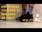 Air Jordan  Thunder 14  Vibrant Yellow Sneaker On Foot With Dj Delz