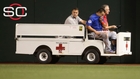 Schwarber being evaluated for sprained ankle after being carted off