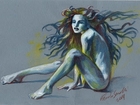 sketch painting: artistic nud speed, acrilyc and color pencil. Pittura nudo artistico di donna