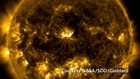Solar flare surges off sun