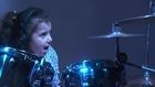 Awesome 5-year-old child plays drums Van Halen