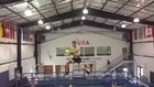 Guy Play with Balls on Trampoline