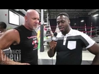 Goldberg rips & blows nose in a Brock Lesnar T-shirt (2016)
