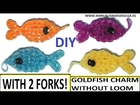 Gold fish charm with two forks without Rainbow Loom Tutorial. (Mini Figurine)