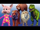 Wild Animal Funny Videos For Kids | Animated Dinosaur, Pig, Cartoon Animal Action Fight Scenes