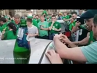 Ireland fans dent the roof of a French car, fix it straight away