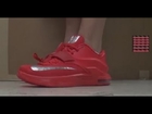 Nike KD 7 Red Global Game Sneaker On Foot With Dj Delz On Feet