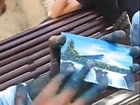 Amazing finger painter creates speedy landscapes
